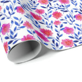 Pink Spring Flowers Watercolor Floral Pattern Cadeaupapier (Rol Hoek)