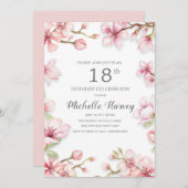 Pink Spring Garden Floral 18e verjaardag Kaart (Voorkant / Achterkant)