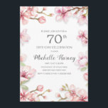 Pink Spring Garden Floral 70th Birthday Party Kaart<br><div class="desc">Elegant roze and white spring garden floral 70th verjaardagsfeest party nodigt vrouwen uit</div>