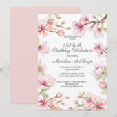 Pink Spring Garden Floral any Age Birthday Party Kaart (Voorkant / Achterkant)