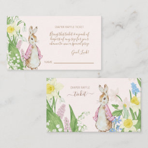Pink Spring Peter the Rabbit Baby shower Luier Ra Informatiekaartje