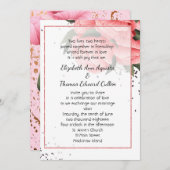 Pink Spring Roos Floral Wedding Kaart (Voorkant / Achterkant)