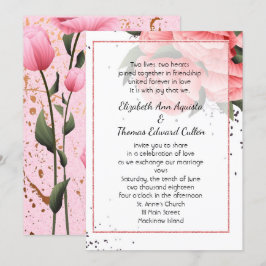 Pink Spring Roos Floral Wedding Kaart