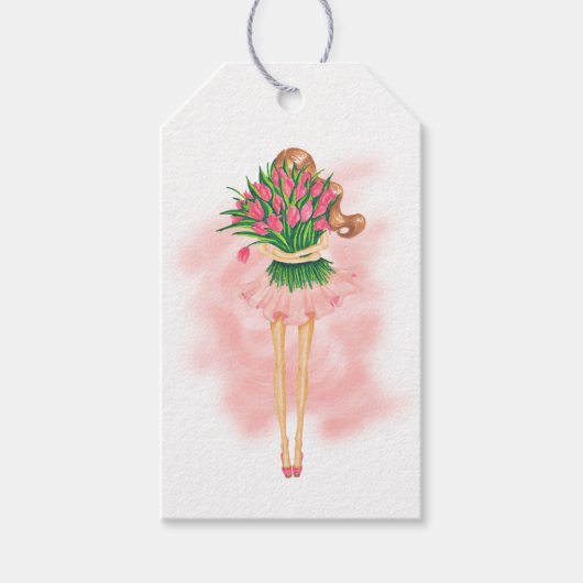 Pink Spring Tea Party Cadeaulabel (Voorkant)
