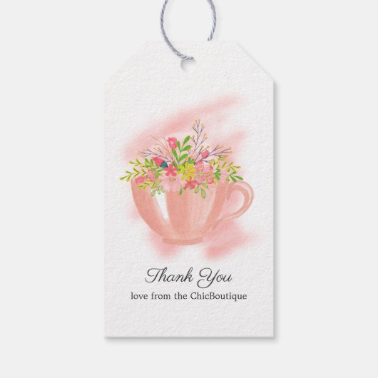 Pink Spring Tea Party Cadeaulabel (Achterkant)
