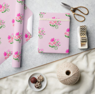 Pink Spring Twins in Bloom Joyful Cadeaupapier