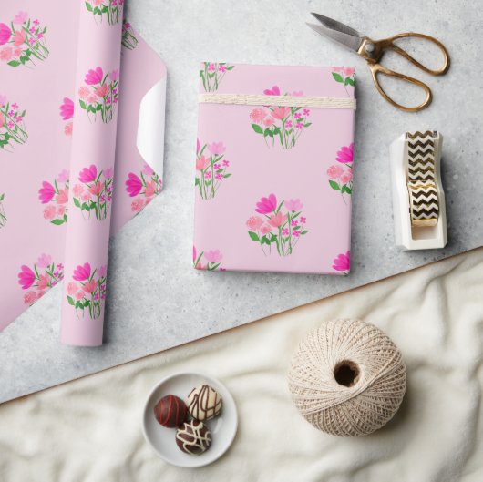 Pink Spring Twins in Bloom Joyful Cadeaupapier (Crafts)