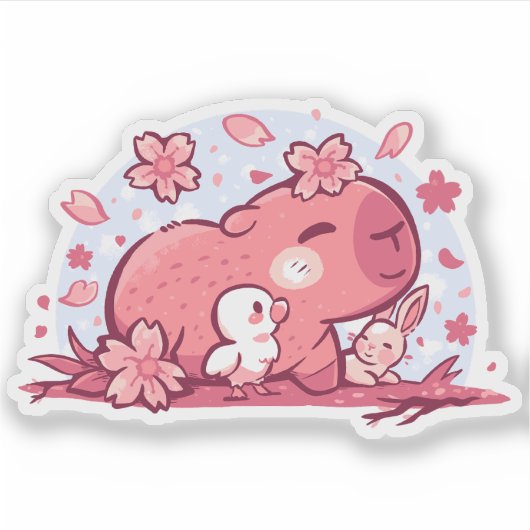 Pink Spring Vrienden Sticker (Voorkant)