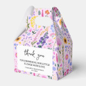 Pink Spring Wildflower Girl's Eerste Verjaardag Bedankdoosjes (Voorkant Zijde)