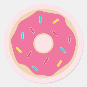 Pink Sprinkle Donut Girl Birthday Party Ronde Sticker