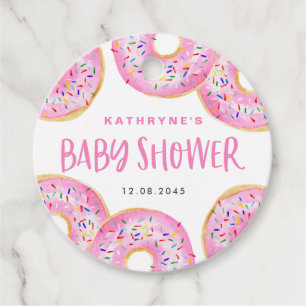 Pink Sprinkle Donuts Baby shower Bedankjes Labels