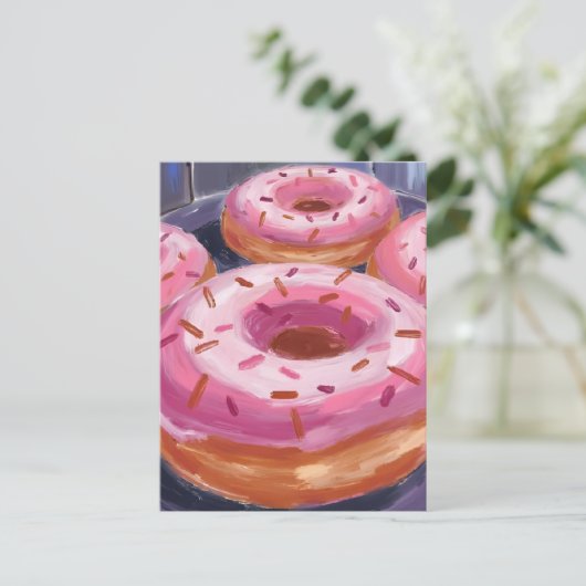 Pink Sprinkle Donuts Baking Pastry Briefkaart (Staand voorkant)