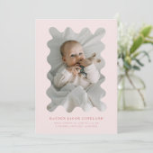 Pink Squiggly Lijst Geboorteaankondiging Foto Aankondiging (Staand voorkant)