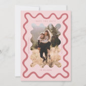 Pink Squiggly Wavy Lijst Wedding Save The Date (Voorkant)