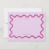 Pink Squiggly Wavy Line Bedankt Notitiekaartje (Voorkant)
