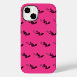Pink Squirrel Tennis Player Patroon Case-Mate iPhone 14 Hoesje