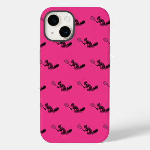 Pink Squirrel Tennis Player Patroon Case-Mate iPhone 14 Hoesje