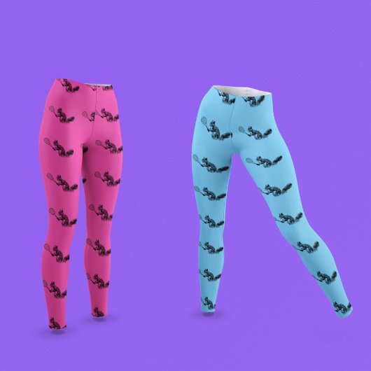 Pink Squirrel Tennis Player Patroon Leggings