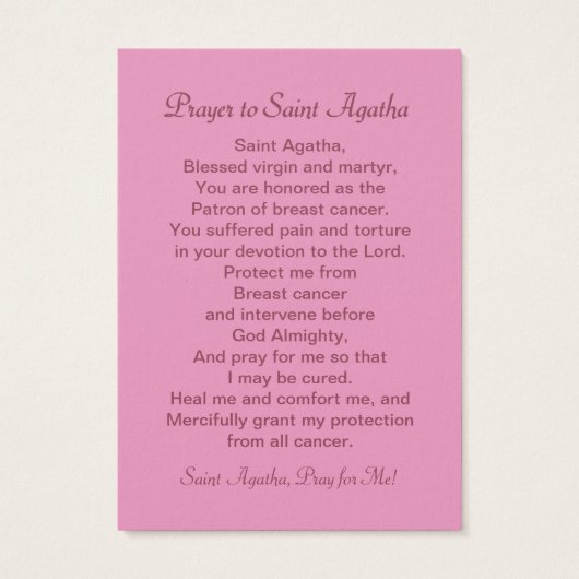 Pink St. Agatha (M 003) Kaart van gebeden (Achterkant)