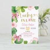Pink St Patrick Lucky In Love Bridal Shower Kaart (Staand voorkant)