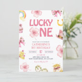 Pink St Patrick Lucky One Kids First Birthday Kaart (Staand voorkant)