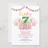Pink St Patrick Lucky Seven Birthday Invitation Kaart (Voorkant)