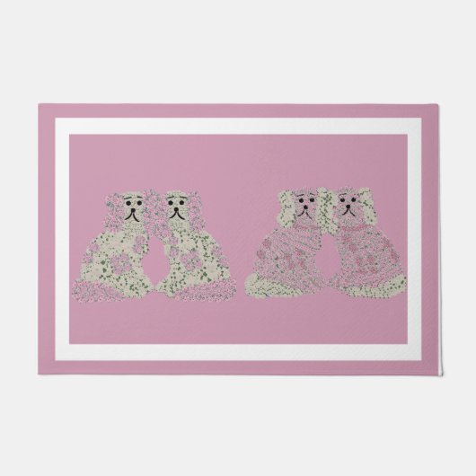 Pink Staffordshire Dogs Deurmat (Voorkant)