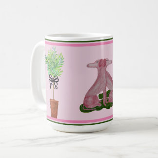 Pink Staffordshire Dogs Topiary Koffiemok