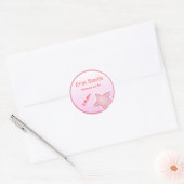 Pink Star-Baby shower Ronde Sticker (Envelop)