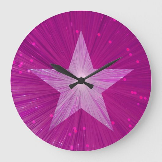 Pink Star clock round Grote Klok (Voorkant)