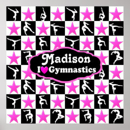 PINK STAR GEPERSONALISEERD IK HOU VAN GYMNASTIEK P POSTER