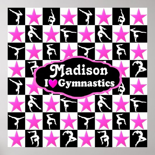 PINK STAR GEPERSONALISEERD IK HOU VAN GYMNASTIEK P POSTER (Voorkant)