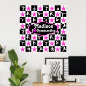 PINK STAR GEPERSONALISEERD IK HOU VAN GYMNASTIEK P POSTER (Thuiskantoor)