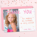 Pink Star Girl Foto Birthday Bedankkaart<br><div class="desc">Roze Star Girl Foto Birthday Hartelijk dank. Kleine kleurrijke sterren. Upload uw foto en personaliseer de kaart met jouw naam en tekst. Geweldig als dank voor je kaart voor meisjes.</div>