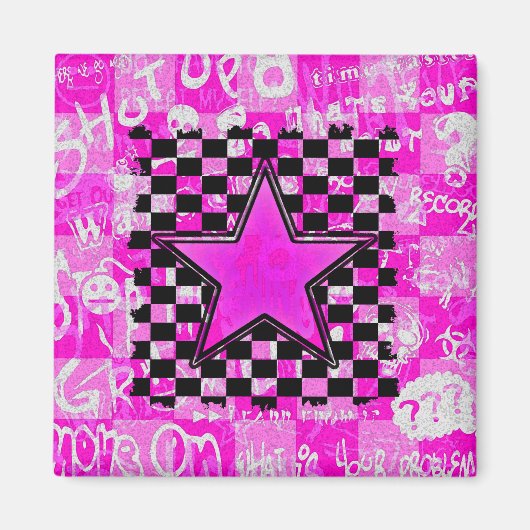 Pink Star Graffiti Magnet (Voorkant)