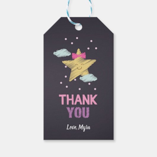 Pink Star Krijtbord Gift Label Cadeaulabel (Voorkant)