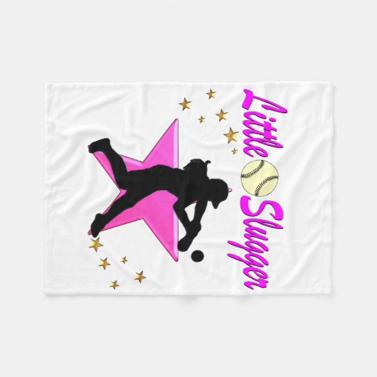 PINK STAR LITTLE SLUGGER SOFTBAL ONTWERP FLEECE DEKEN (Voorkant (Horizontaal))