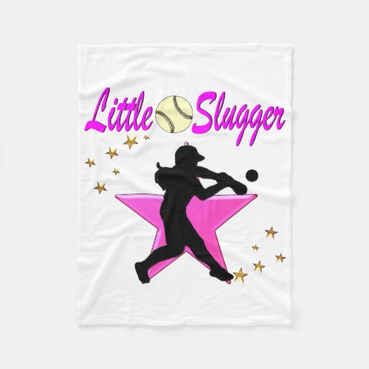 PINK STAR LITTLE SLUGGER SOFTBAL ONTWERP FLEECE DEKEN (Voorkant)