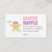 Pink Star Luier Raffle Ticket Informatiekaartje (Voorkant)