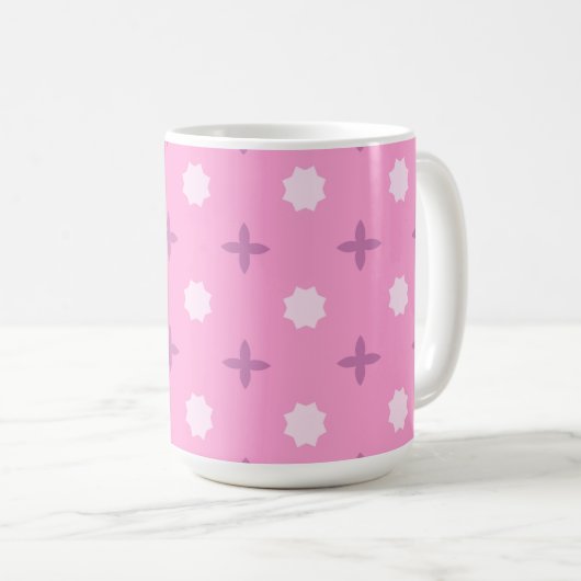 Pink Star Petal Dot Pattern Koffiemok (Voorkant rechts)