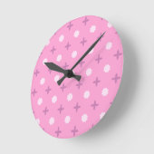Pink Star Petal Dot Pattern Ronde Klok (Hoek)