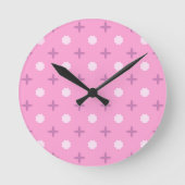Pink Star Petal Dot Pattern Ronde Klok (Voorkant)