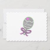 Pink Star Silver Rattle Baby shower Kaart (Achterkant)