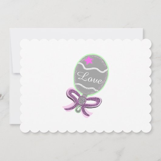 Pink Star Silver Rattle Baby shower Kaart (Achterkant)