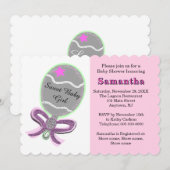 Pink Star Silver Rattle Baby shower Kaart (Voorkant / Achterkant)