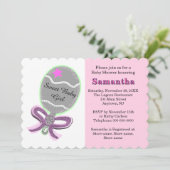 Pink Star Silver Rattle Baby shower Kaart (Staand voorkant)