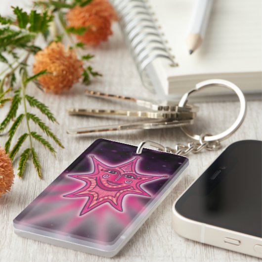 Pink Star-Sleutelhanger Sleutelhanger (Voorkant Rechts)