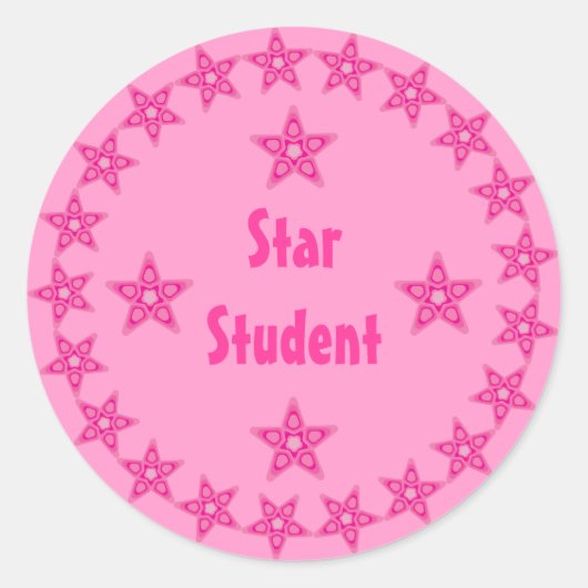 Pink Star Student Reward Ronde Sticker (Voorkant)