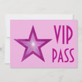 Pink Star 'VIP PASS' bord roze horizontaal Kaart (Voorkant)