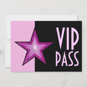 Pink Star 'VIP PASS' bord roze zwart Kaart